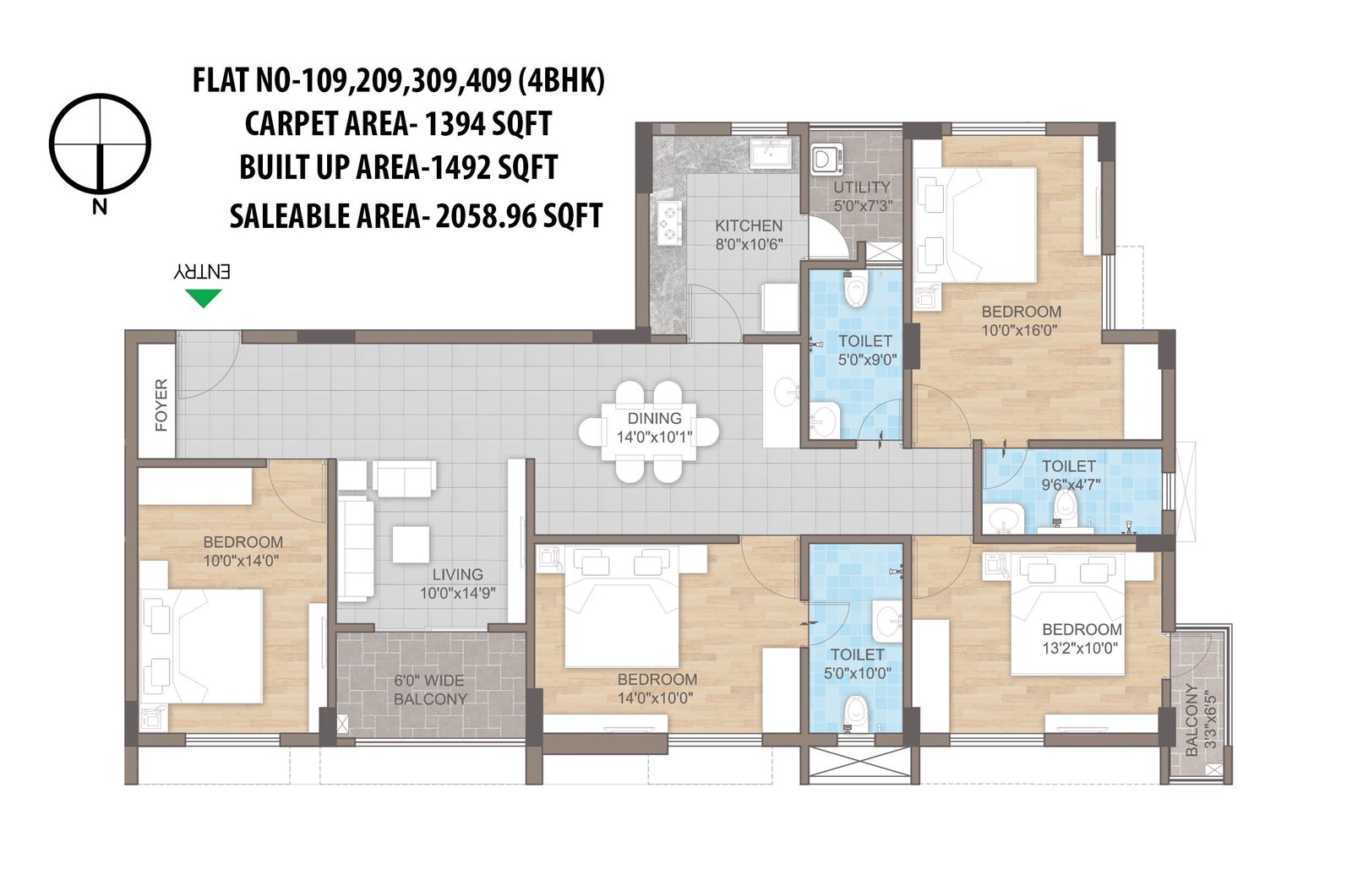 4 bhk floor plan